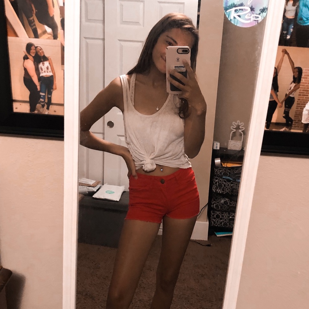 Red Jean Shorts